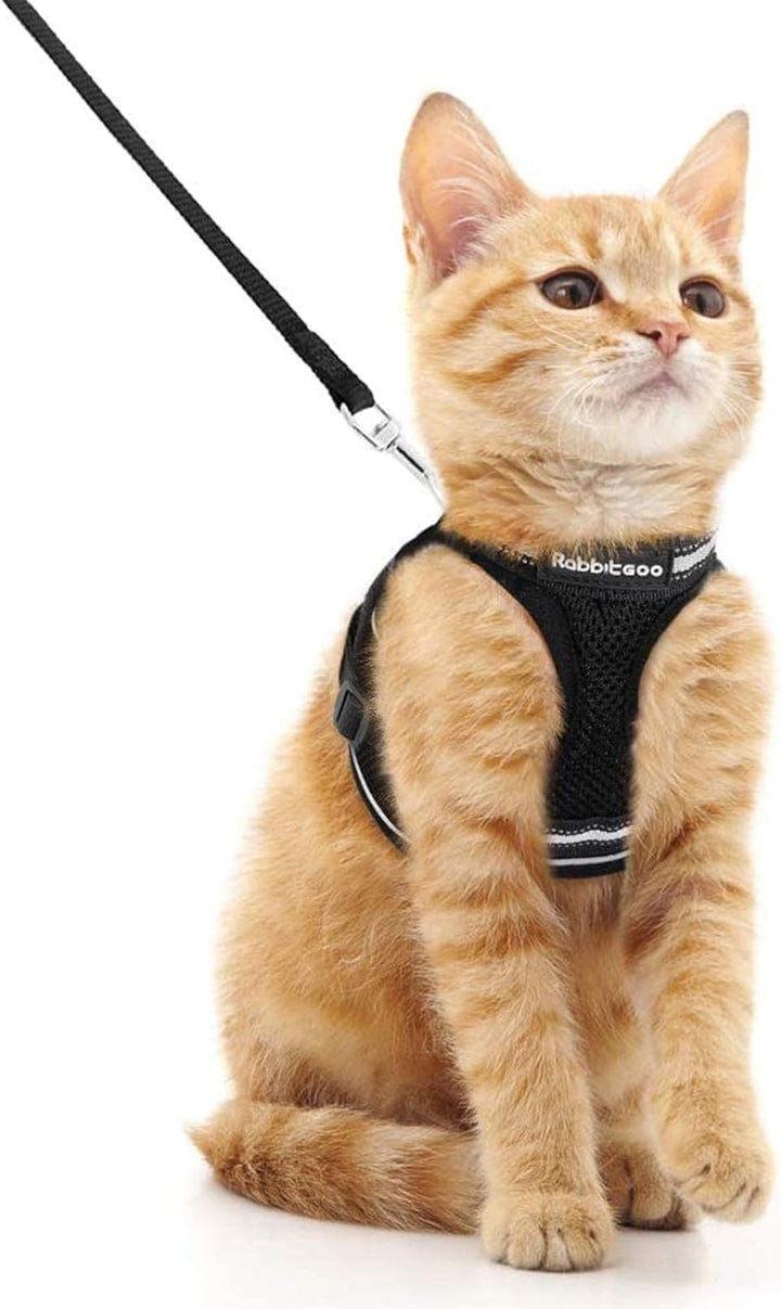 Cat Harness and Leash Set for Walking Escape Proof, Adjustable Soft Kittens Vest with Reflective Strip for Cats, Comfortable Outdoor Vest, Light Purple, S