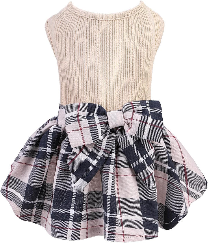 Classic Plaid Dog Dress Cute Puppy Clothes Outfit Medium