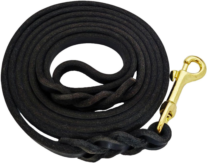 Leather Dog Leash 6Ft X 3/4 Inch, Heavy Duty Genuine Leather Braided Dog Training Leash, Soft and Strong Pet Lead for Large, Medium, Small Dogs