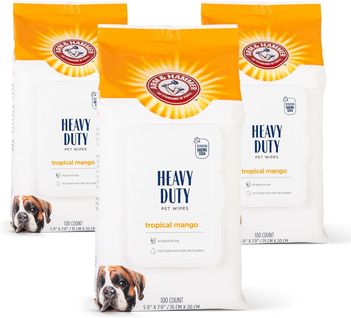 Dog Grooming Wipes - Natural Deodorizing Pet Wipe with Coconut - Travel Essential & Supplies for Dogs - Dog Whole Body & Face Cleaning - Odor Eliminator with Baking Soda Power - 100 Count