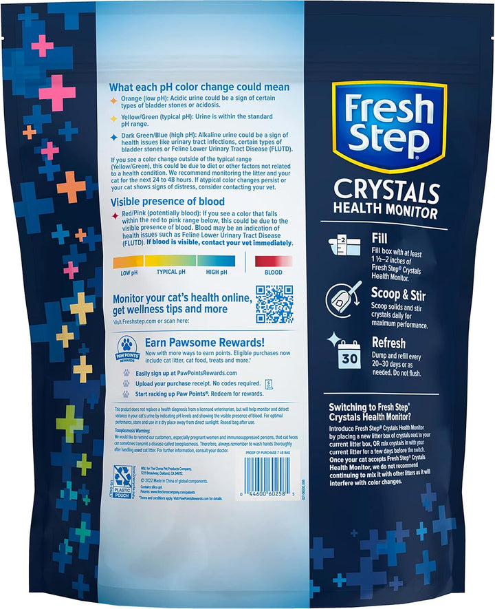 Crystals Health Monitoring Cat Litter, Color-Changing Litter Helps Detect Irregularities in Cat Urine, Controls Odor for 30 Days, 7 Lb. Bag