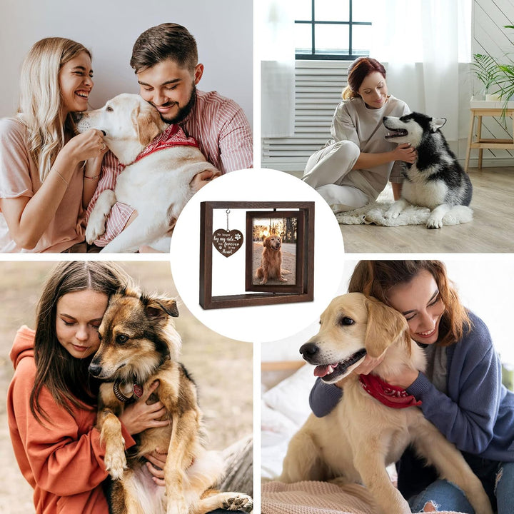 Dog Memorial Picture Frame - Rotating Wooden Picture Frame for 4X6 Photo - Dog Memorial Gifts for Loss of Dog - Pet Memorial Gifts - Dog Loss Sympathy Bereavement Remembrance Gift