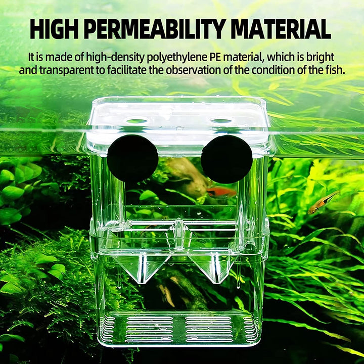 Aquarium Fish Tank Hatchery Incubator Breeding Box, Acrylic White Breeder Isolation Divider Hatching Boxes Accessory Small Baby Fishes Shrimp Clownfish Guppy