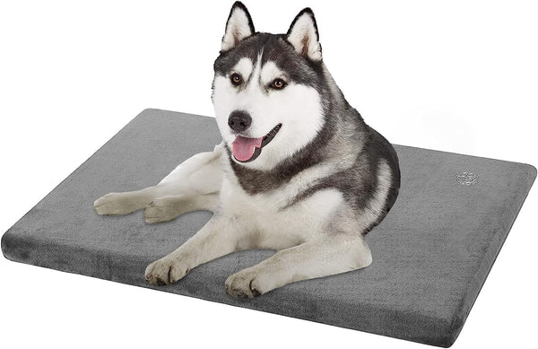 Stylish Dog Bed Mat Dog Crate Pad Mattress Reversible (Cool & Warm), Water Proof Linings, Removable Machine Washable Cover, Firm Support Pet Crate Bed for Small to Xx-Large Dogs, Grey
