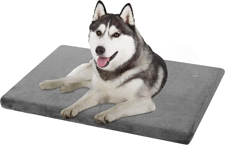 Stylish Dog Bed Mat Dog Crate Pad Mattress Reversible (Cool & Warm), Water Proof Linings, Removable Machine Washable Cover, Firm Support Pet Crate Bed for Small to Xx-Large Dogs, Grey