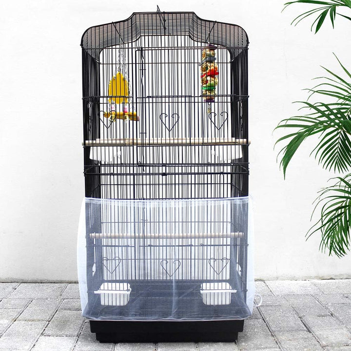 Bird Cage Seed Cather,Universal Adjustable Birdcage Cover Skirt Nylon Mesh Netting Parrot Parakeet Macaw African round Square Cages Cover