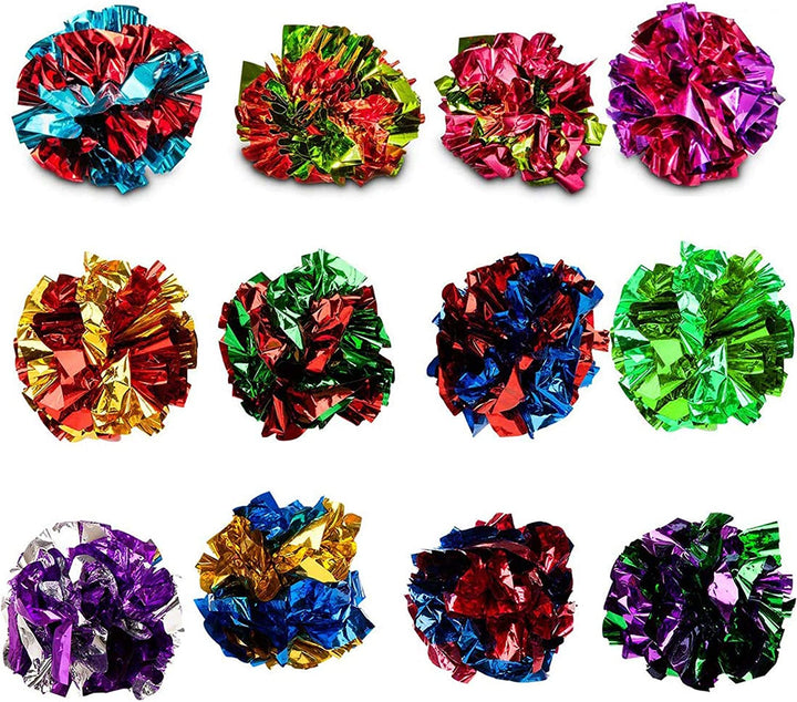 Cat Crinkle Balls, Shiny, Mylar Crinkler, Stress-Relief Toy for Kittens, Interactive & Engaging, Keeps Grown-Up Cats Active, Encourages Multi-Cat Play, Provides Endless Entertainment, 6 Pcs