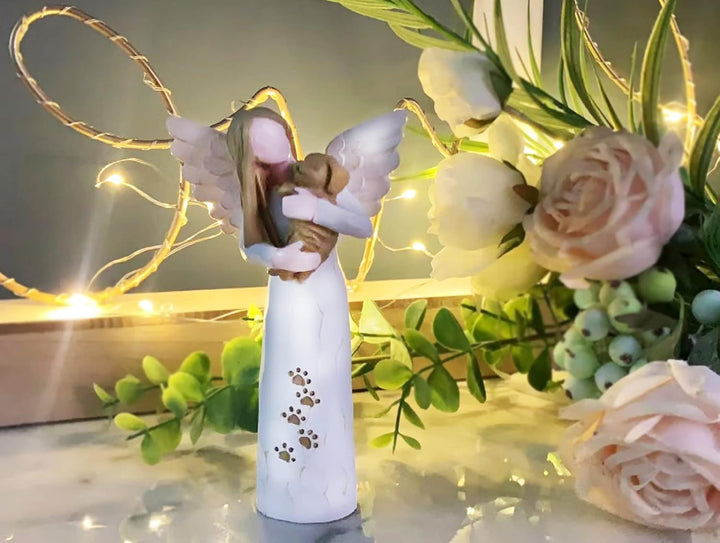 Dog Memorial Gifts for Loss of Dog, Pet Memorial Gifts, Resin Angel Statues,Sculpting Angels，Pet Sympathy Gifts(White)
