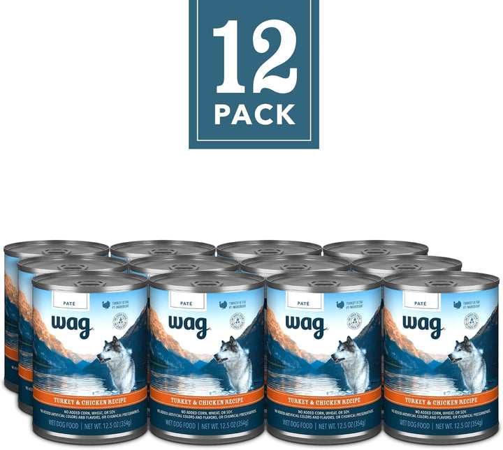 Amazon Brand -  Pate Canned Dog Food, Turkey & Chicken Recipe, 12.5 Oz Can (Pack of 12)