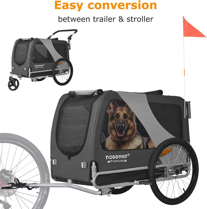 ® Premium Large/Xl Pet Bike Trailer & Stroller for Large Sized Dog or Multiple Small Dogs,Low Center of Gravity,Parking Brakes,Easy Folding Frame,Bicycle Carrier