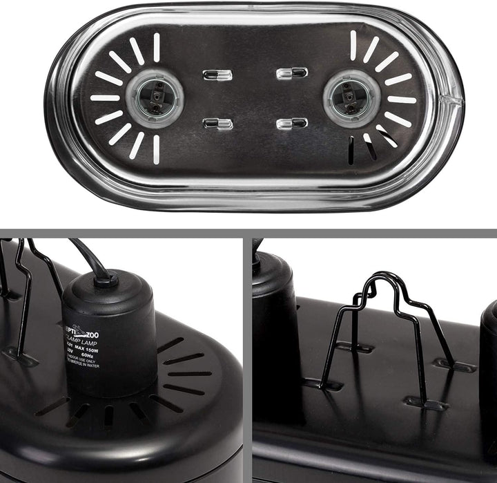 Dual Reptile Light Fixture for Reptile Dome UVB Lamp Fixture Dual Reptile Reflector Dome Lamp Cap Combo Integration Design Heat Lighting