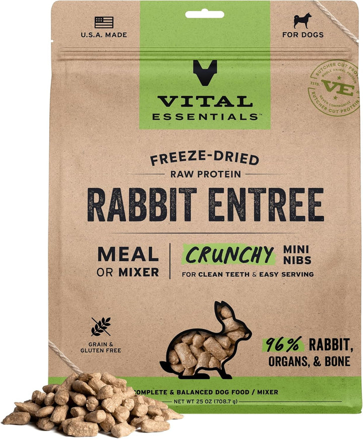 Freeze-Dried Raw Beef Meal or Mixer Dog Food Crunchy Mini Nibs, 25 Oz