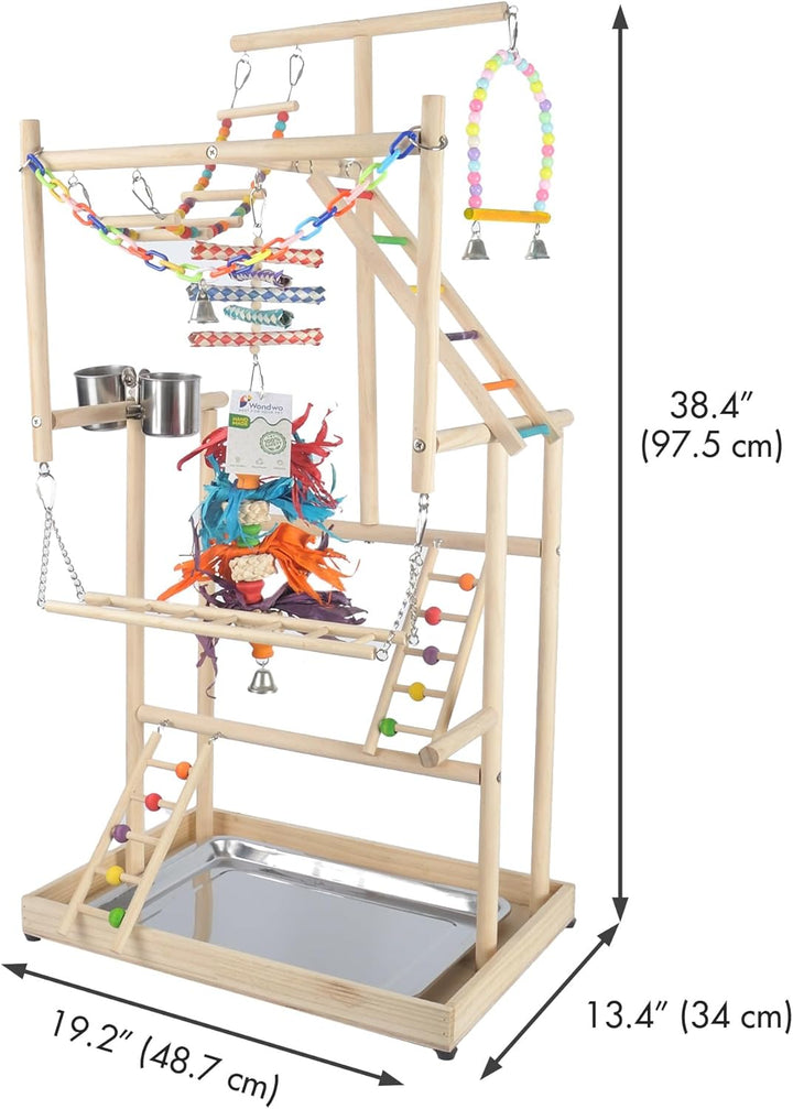 Parrot Playground Large 4 Layers - Small Bird Playground Parakeet Play Stand Bird Gym Parrots Playpen Play Playstand Parrot Tree for Cockatiel Lovebirds Conure Cockatoos Finch Budgies