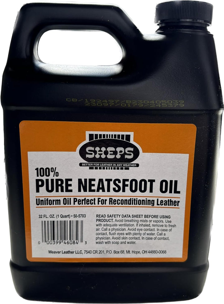 Sheps Pure Neatsfoot Oil, Neutral, Premium Leather Reconditioner & Preserver, Neatsfoot Oil for Leather Saddles, Boots, Belts, Work Shoes & More