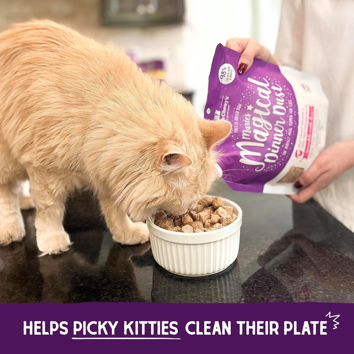 Freeze-Dried Raw Cat & Kitten Food Topper - Magical Dinner Dust - Premium Wild-Caught Salmon & Cage-Free Chicken - Grain-Free, Protein-Rich - Perfect for Picky Eaters - 7 Oz