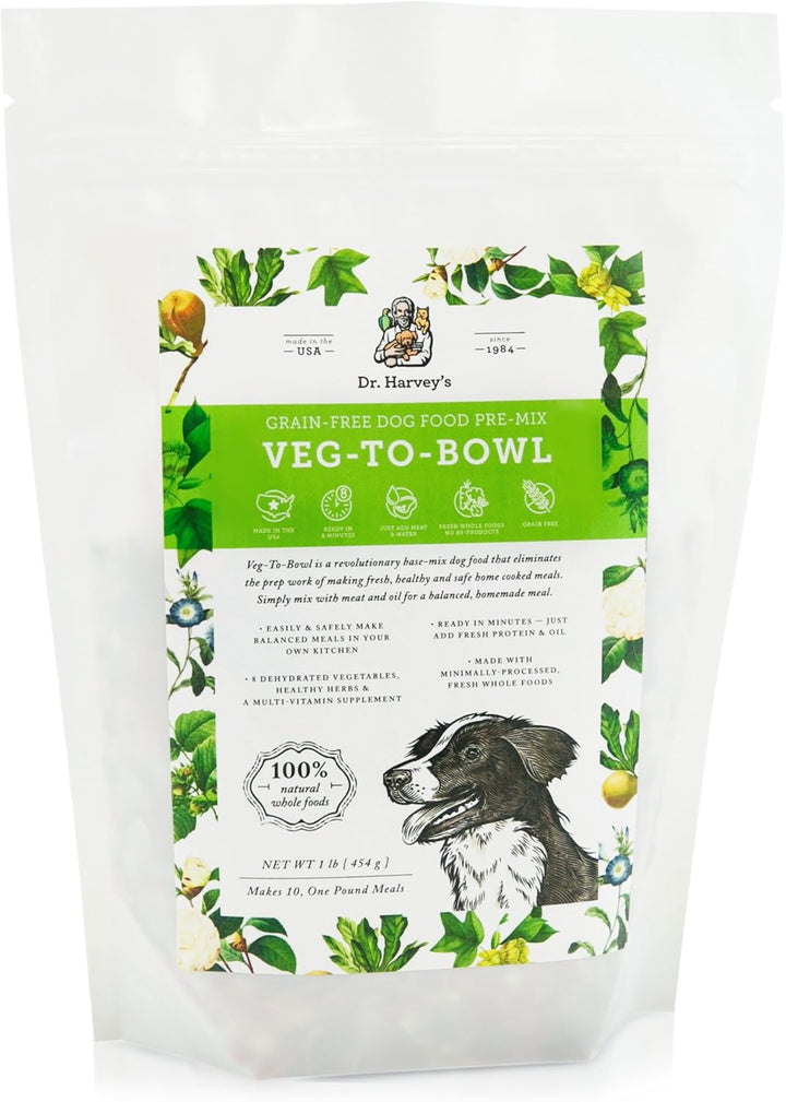 Veg-To-Bowl Dog Food, Human Grade Dehydrated Base Mix for Dogs, Grain Free Holistic Mix (3 Pound)