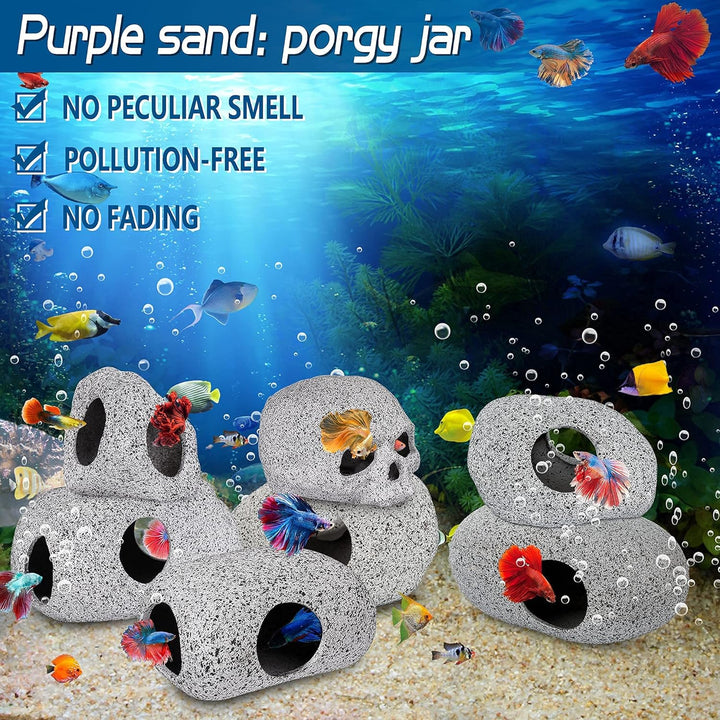 Aquarium Decorations Cave Fish Tank Accessories Rock Decor for Shrimp Cichlid Hiding Breeding Small Fish Bowl Hide Decoration Betta Toys Hideout Stones House（Medium）