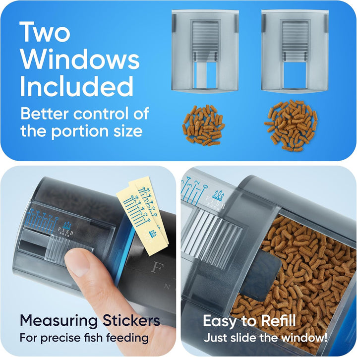 Automatic Fish Feeder for Aquarium - New Generation 2025, Auto Food Dispenser with Timer for Small Tank, Big Aquariums & Pond (Blue)