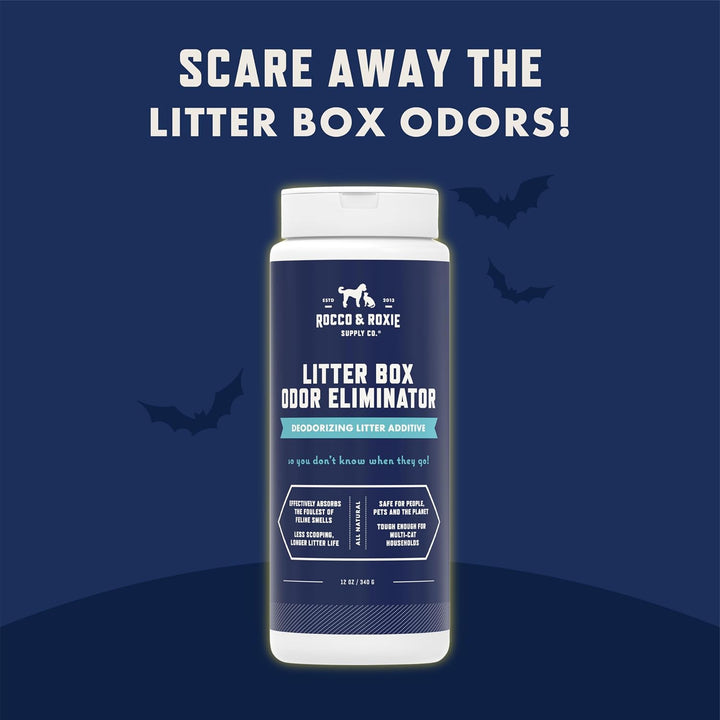 Rocco & Roxie Litter Box Odor Eliminator, Best Natural Urine Deodorizer, Cat Box Deodorizer, Smell Control, Odor Absorber, Safe for Kitty, 12 Oz