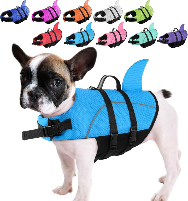 Ripstop Dog Life Jacket Shark Life Vest for Dogs, Safety Lifesaver with High Buoyancy and Lift Handle for Small and Medium Breeds（Rose Red XS）