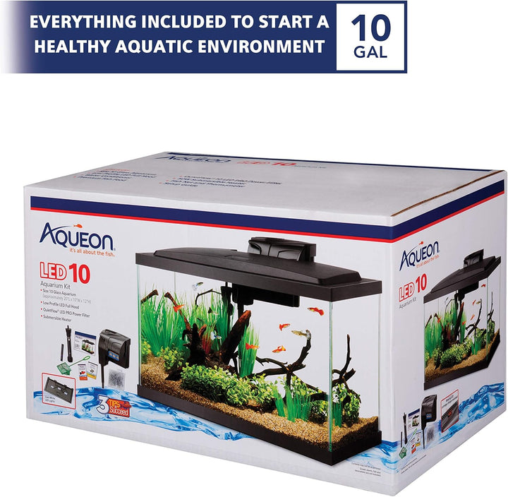 Aquarium Fish Tank Starter Kit with LED Lighting 10 Gallon Fish Tank