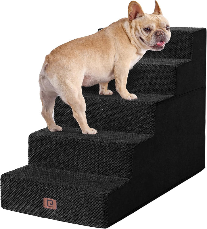 Dog Stairs for Bed 18" H, 4-Step Dog Steps for High Bed, Pet Steps for Small Dogs and Cats, Non-Slip Balanced Pet Ramp Indoor, Grey