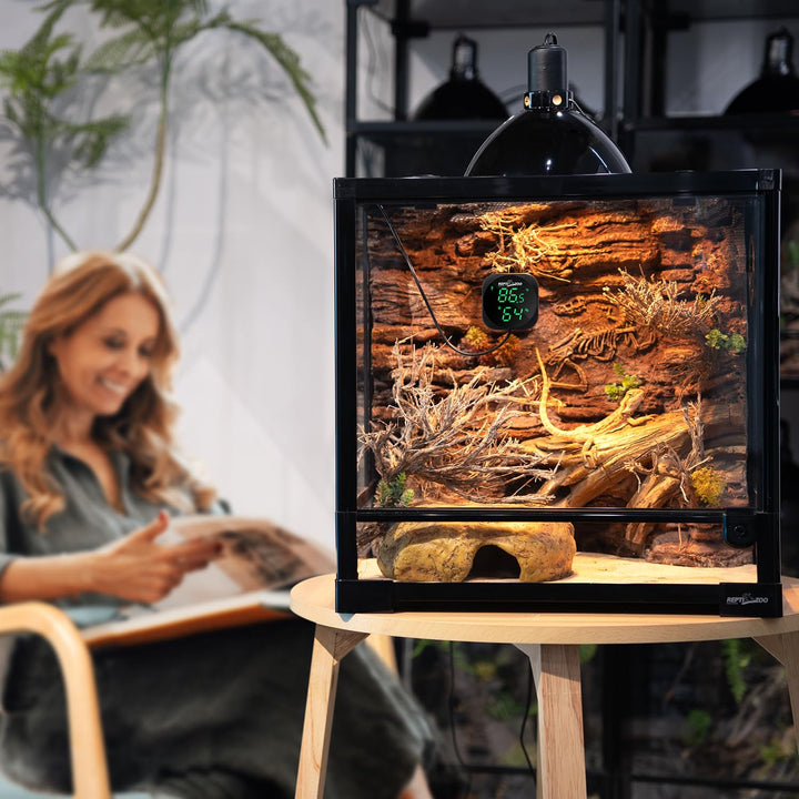 Thermometer Hygrometer, LED Digital Thermo Hygrometer for Reptile Terrarium Pet Rearing Box, Reptile Tank Thermometer with 55.2" Cable USB Power Supply