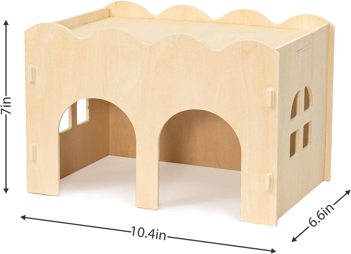Guinea Pig House Natural Wooden Chew Proof Hideaway Hut for Guinea Pig and Other Small Pets