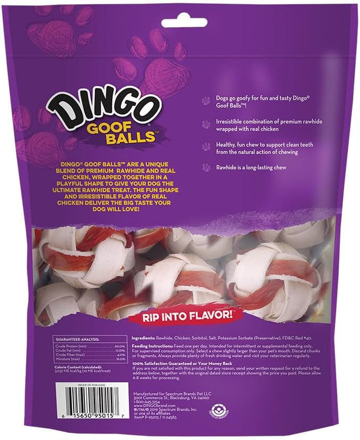 Goof Balls 15 Count, Premium Rawhide Treats for Small Dogs, Made with Real Chicken 15-Count
