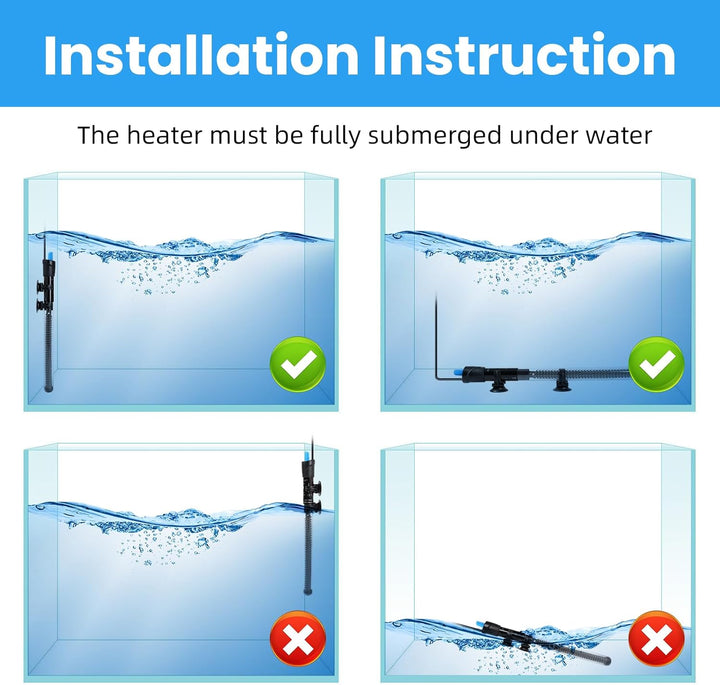 Aquarium Heater, 300W Fish Tank Heater, Adjustable Submersible Water Thermostat with Digital Thermometer