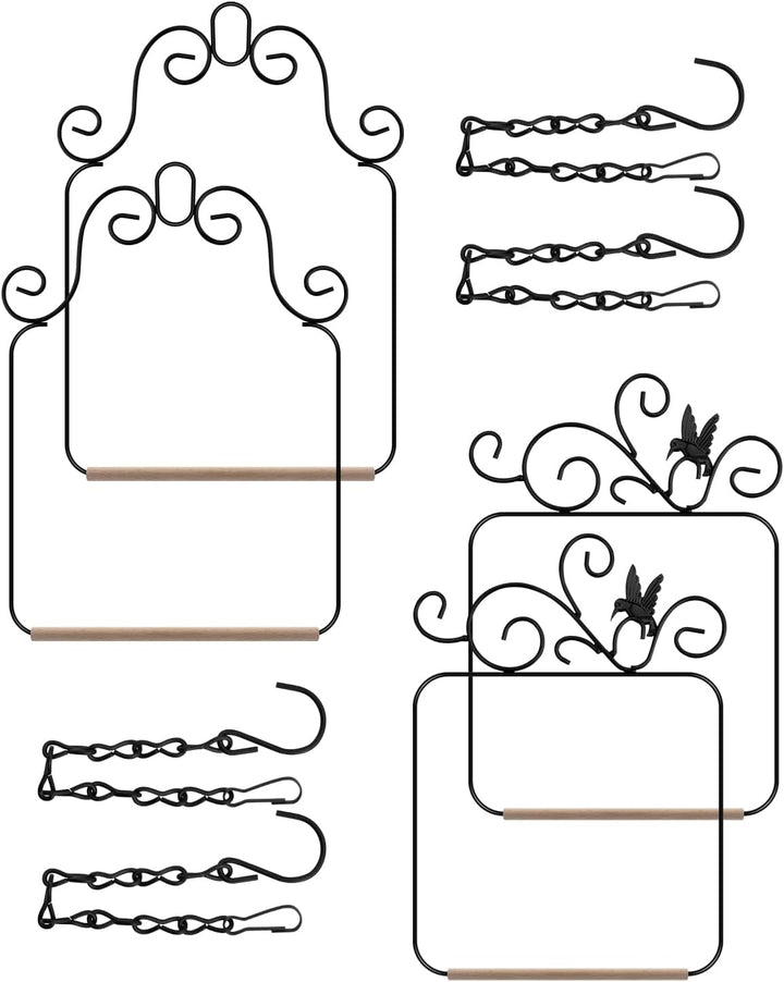 Hummingbird Swings and Perches Metal Frame 2 Pack, Wild Bird Swing Outdoor Bird Perch with Wooden Dowel and 2 Hanging Chain for Hanging Indoor, Outdoor, Trunk, Lawn, Patio, Garden (Black)