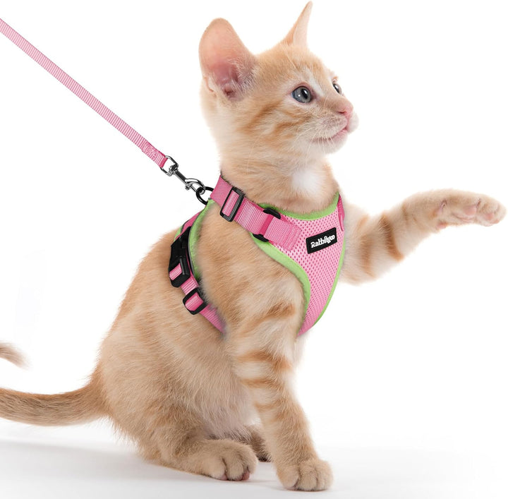 Cat Harness and Leash for Walking, Escape Proof Soft Adjustable Vest Harnesses for Cats, Easy Control Breathable Reflective Strips Jacket, Black, XS