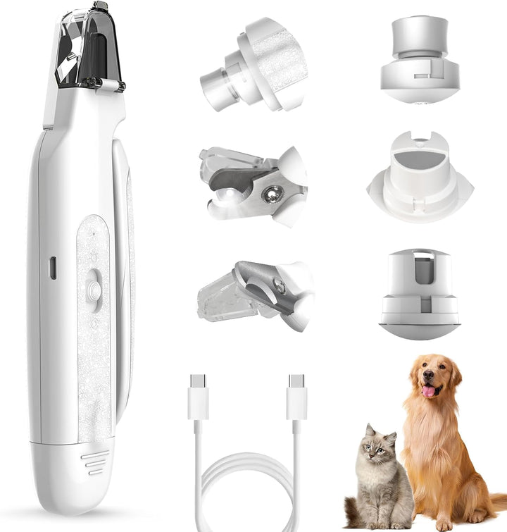 2-In-1 Dog Nail Clippers & Cat Nail Clippers Trimmers for Large Medium Small Dogs Cats Claw Trimmer Quick Sensor and Safety Guard USB Rechargeable with 2 LED Lights Dogs Nail Trimmer