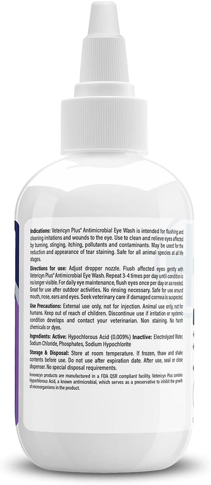 plus Dog and Cat Eye Wash | Eye Drops for Dogs and Cats to Flush and Soothe Eye Irritations, Dog Tear Stain Cleaner, Safe for All Animals. 3 Ounces