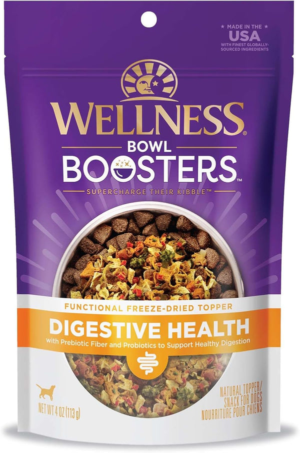 Bowl Boosters, Dog Food Topper for Small, Medium, & Large Breeds, Grain Free, Natural, Freeze Dried, Digestive Health Chicken, 4 Ounce Bag (Pack of 1)