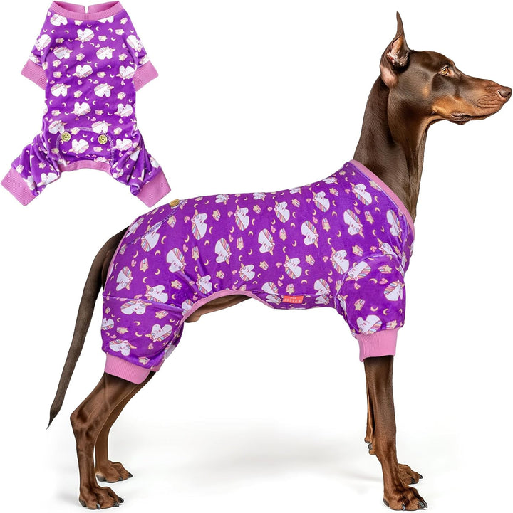 Dog Pajamas Velvet Dog Pajamas Large Sized Dogs Soft Dogs Clothes Pjs with Yellow Ducks Pattern Stretchy Pet Jammies Coat Comfy Pet Onesie Costume, 3X-Large