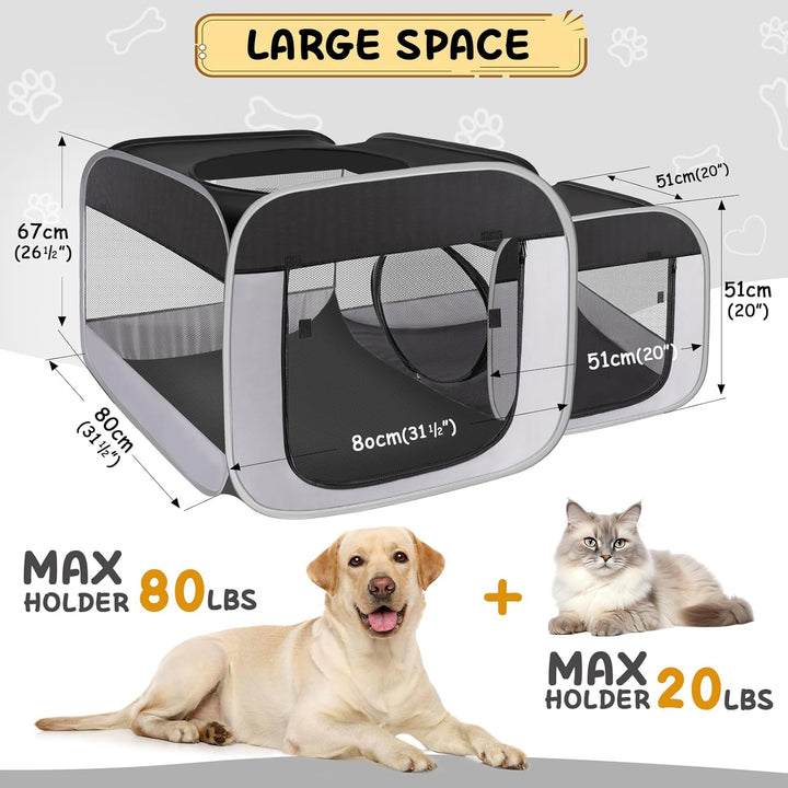 Large Cat Playpen with Separate Areas,Outdoo&Indoor Cat Enclosures,Portable Pet Playpen for Indoor Cats,Puppy and Small Animals, Dog Playpen with Carrybag.