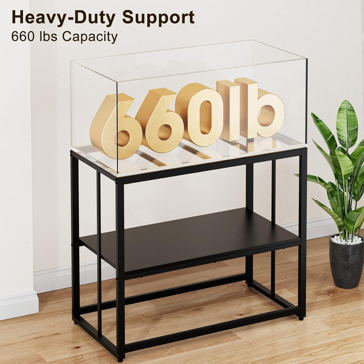 40 Gallon Fish Tank Stand 660LBS Capacity for Aquarium Stand Metal Fish Tank Stand 38.2"X18.5"X29.5" Dual-Layer Design Terrarium Stand Ideal for Home and Office