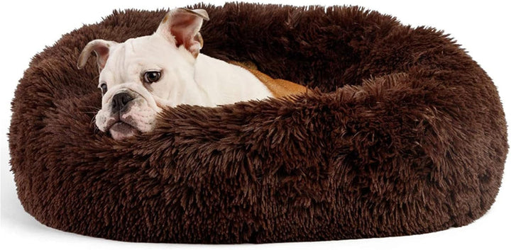 Small Calming Dogs Bed for Small Dogs Anti-Anxiety Machine Washable Fluffy Luxury Anti-Slip Waterproof Mute Base Warming Cozy Soft Pet Puppy round Bed