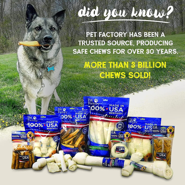 100% Made in USA Beefhide 7" Braided Sticks Dog Chew Treats - Peanut Butter Flavor, 6 Count/1 Pack