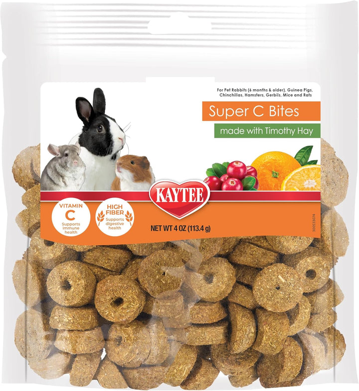 Super C Bites Treat for Pet Guinea Pigs, Adult Rabbits, Chinchillas, and Other Small Animals, Cranberry and Orange, 4 Oz