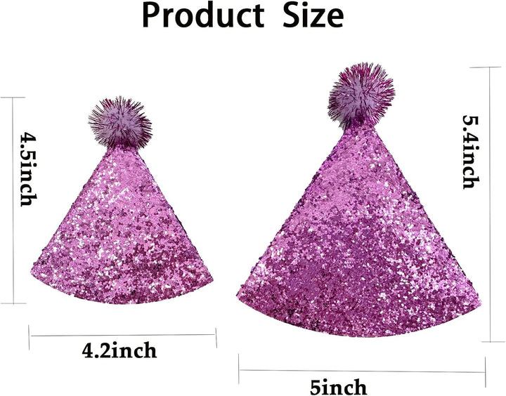 Dog Birthday Hat Set for Small Medium Dogs Cat Puppies, Mini Party Hat with Adjustable Headbands, Cute Pet Hat with Pompons for Birthday Christmas Party Decoration Accessories (Small 3 Inch 10Pcs)