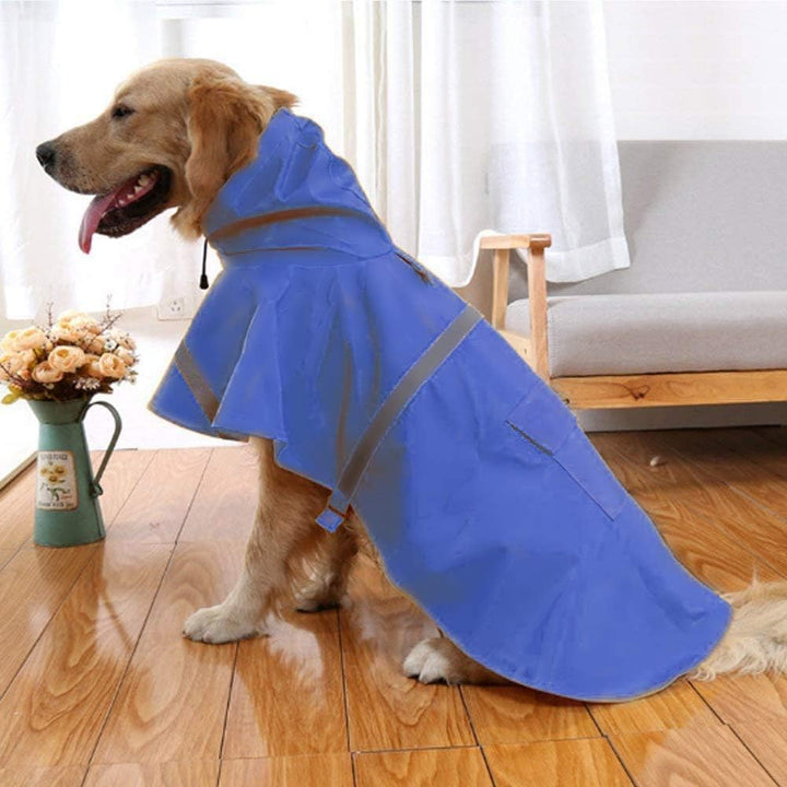 Large Dog Raincoat Adjustable Pet Water Proof Clothes Lightweight Rain Jacket Poncho Hoodies with Strip Reflective (XL, Yellow)
