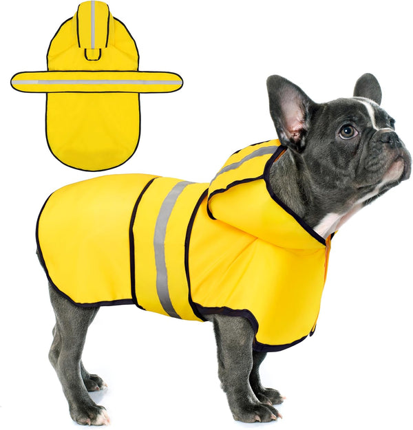 Dog Raincoat: Hooded Slicker Poncho, Durable Waterproof Jacket with Reflective Stripes for Safety, Convenient Leash Hole, and Adjustable Fit, Perfect for Small, Medium, and Large Dogs Yellow M