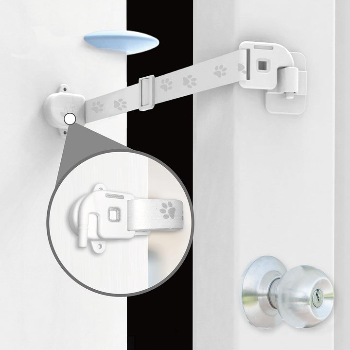 Adjustable Door Strap and Latch, Textile Cat Door Latch to Keep Dog Out of Litter Box, Economical Alternative of Pet Gates, Basic 1 Pack