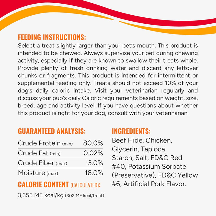 Good ‘N’ Fun Triple Flavor Chews for Large Dogs, Treat Your Dog to Long-Lasting Chews Made with Beef Hide, Chicken and Artificial Pork Flavor, 2 Count