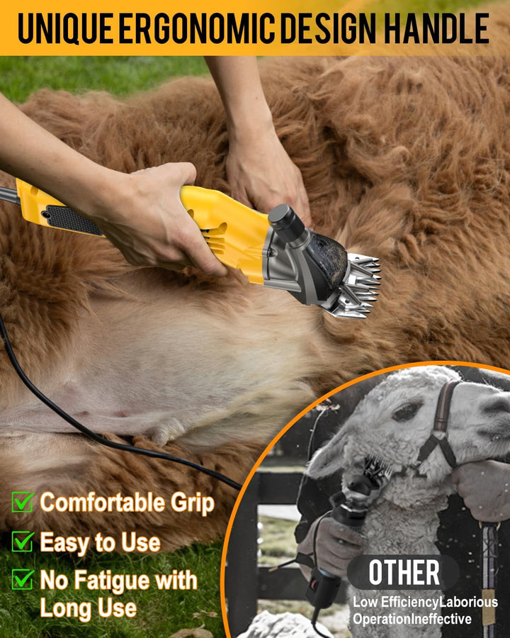 Sheep Shears, 600W Heavy Duty Professional Electric Sheep Clippers, Livestock Haircut for Grooming Sheep Horses Alpacas Goats Thick Animals