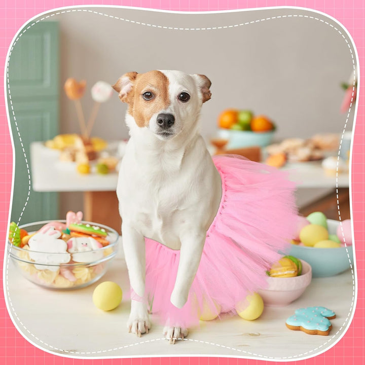 Dog Tutu Tulle Tutu for Dogs Small Large Medium Puppy Dress Ballerina Costume Skirt for Halloween Puppy Cats Bunny Pet Outfit Birthday Wedding Party Photo Prop Supplies(Pink)