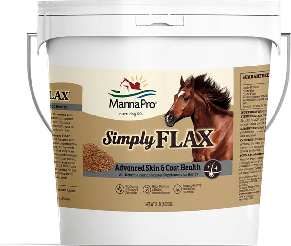 Simply Flax for Horses – Omega-3 Rich Flaxseed Supplement – Supports Coat Health, Joint Function & Immune System – Natural Source of Essential Fatty Acids – Ground Flax – 8 Lb Bag
