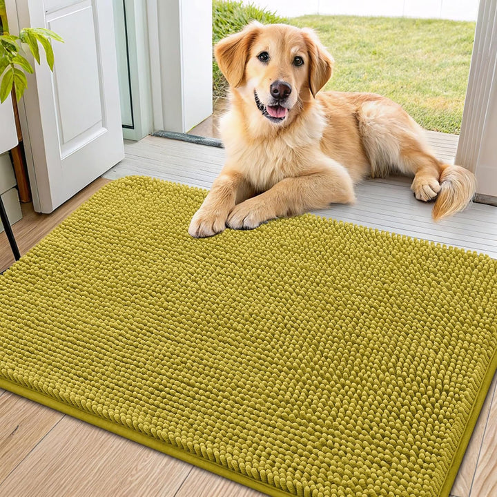Dog Door Mat for Muddy Paws 30X20, Absorbs Moisture and Dirt Doormat, Non-Slip Washable Quick Dry Chenille Front Door Mat Indoor Entrance, Entryway Carpet for inside Floor, Grey